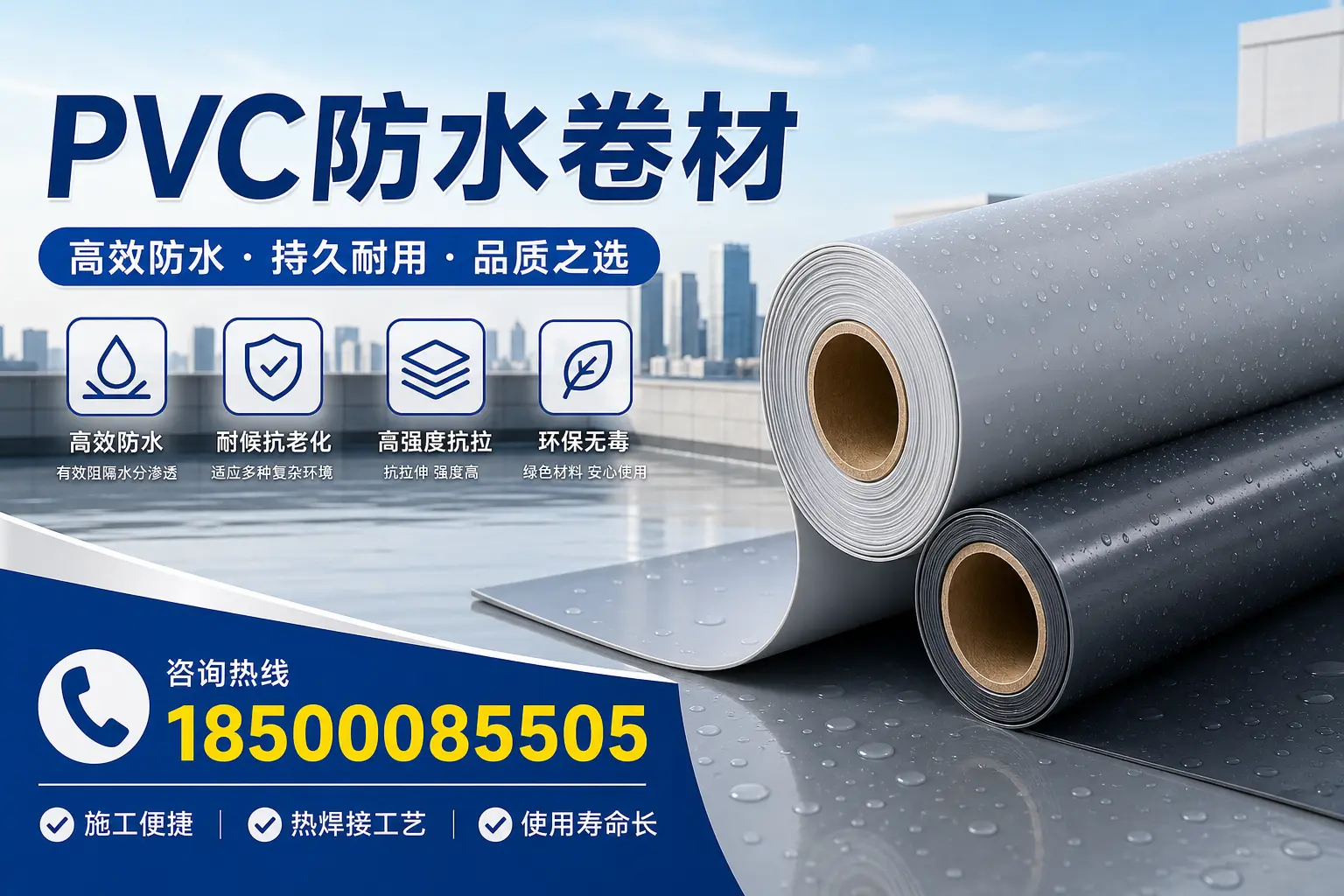 PVC防水卷材施工过程详解,确保在自贡顺利完成项目